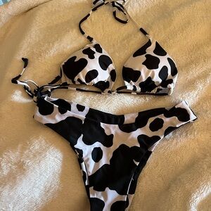 Black and White Cow Print Bikini